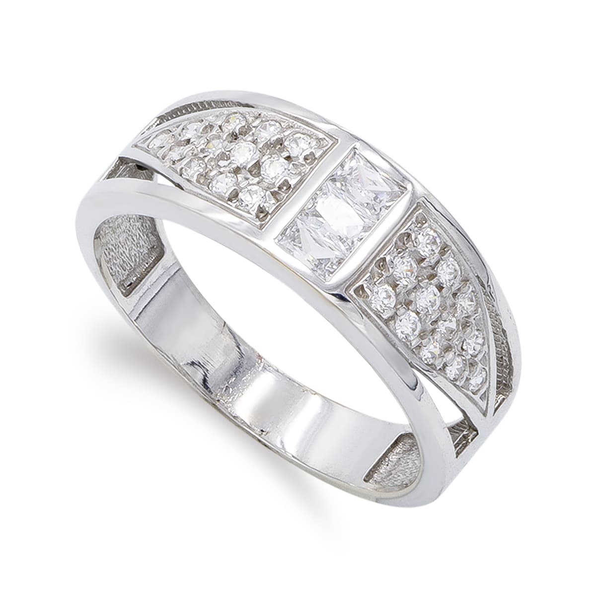 18K SORTIJA ORO BLANCO CON CIRCONITAS. ANCHO: 7 MM