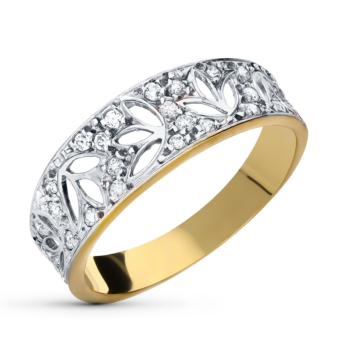 18K SORTIJA ORO BICOLOR Y CIRCONITAS