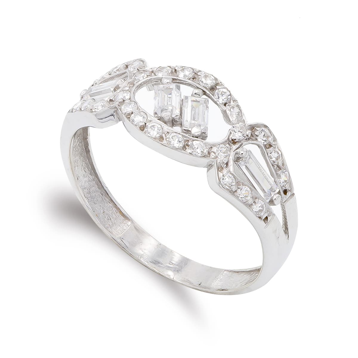 18K SORTIJA ORO BLANCO CON CIRCONITAS. ANCHO: 8 MM