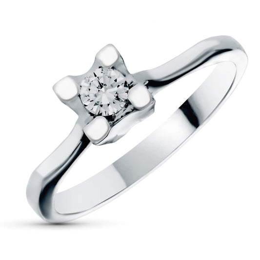 18K SOLITARIO ORO BLANCO DIAMANTE NATURAL 0.18 QTS. ANCHO: 5,5 MM