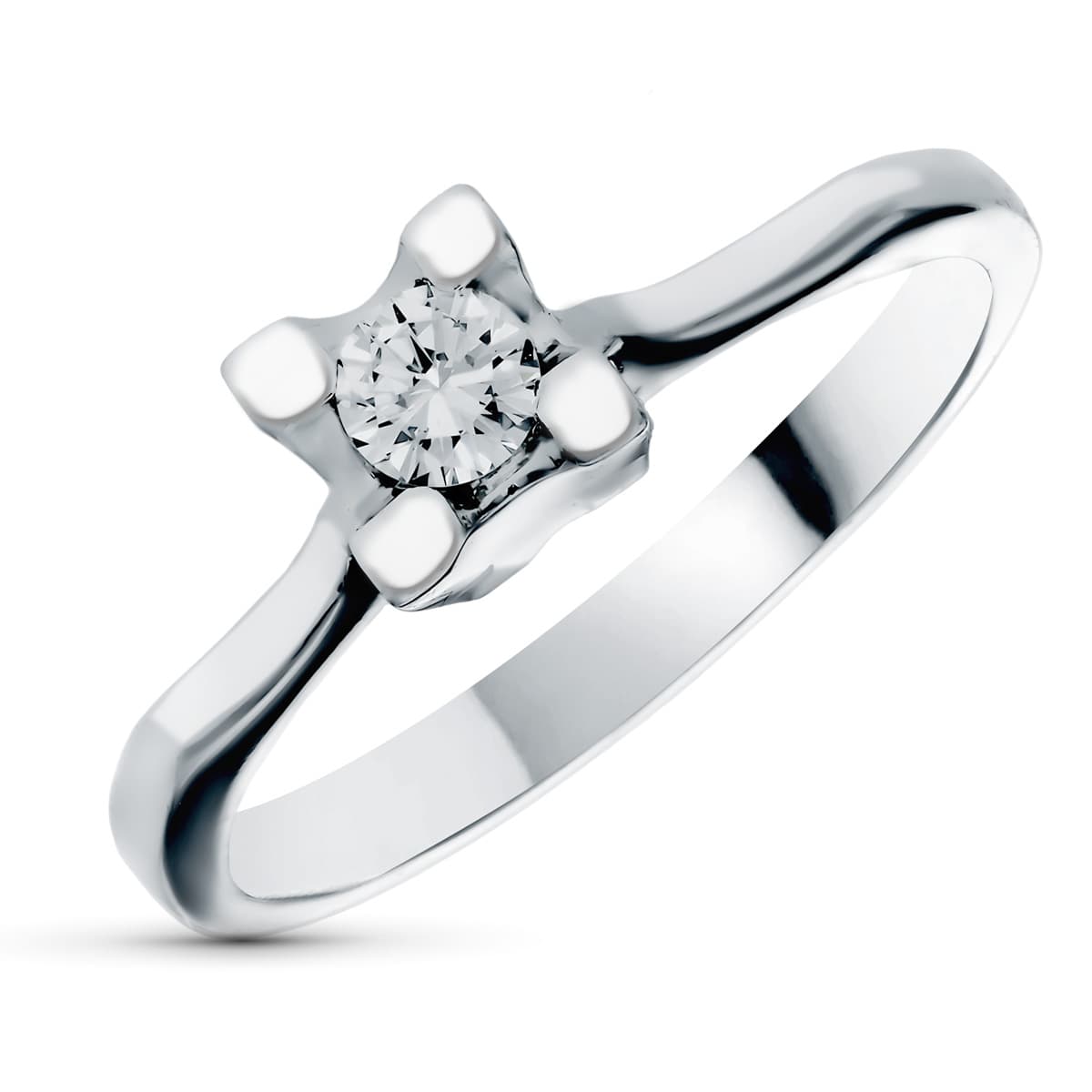 Solitario Diamante Natural 0,18 Qts. Ancho: 5,5 mm de oro blanco 18K