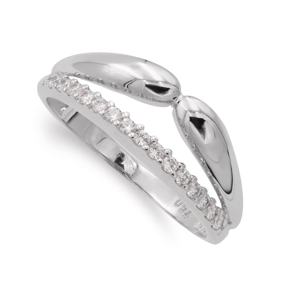 18K SORTIJA ORO BLANCO CON CIRCONITAS. ANCHO: 7,5 MM