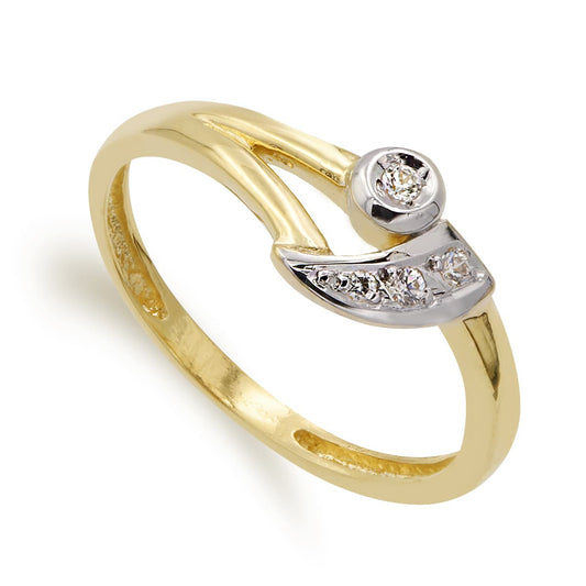 18K SORTIJA ORO BICOLOR CON CIRCONITA ANCHO MOTIVO 7 MM