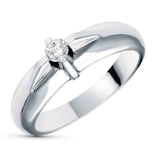 18K SOLITARIO ORO BLANCO DIAMANTES TALLA BRILLANTE 0.15 QTS. ANCHO: 6,5MM