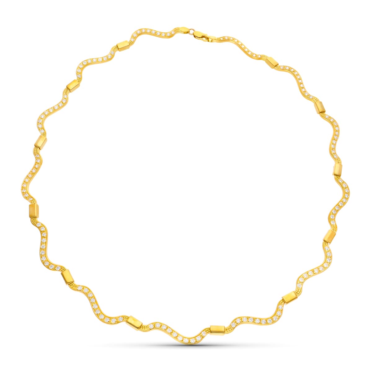 Gargantilla Ondas con Circonitas de oro amarillo 18K