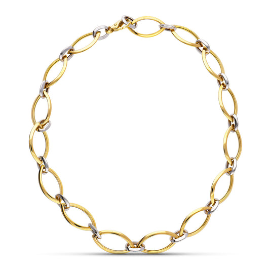 18K GARGANTILLA ORO BICOLOR ESLABON OVAL