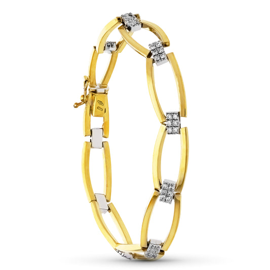 18K PULSERA ORO BICOLOR CIRCONITA ESLABONES