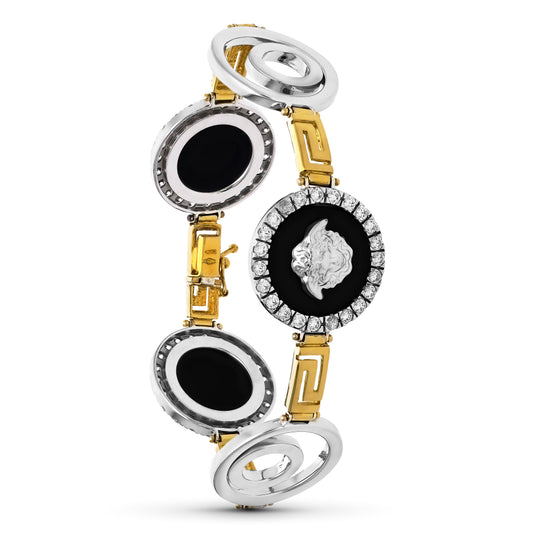 Pulsera Bicolor Medusas Circonitas 18K