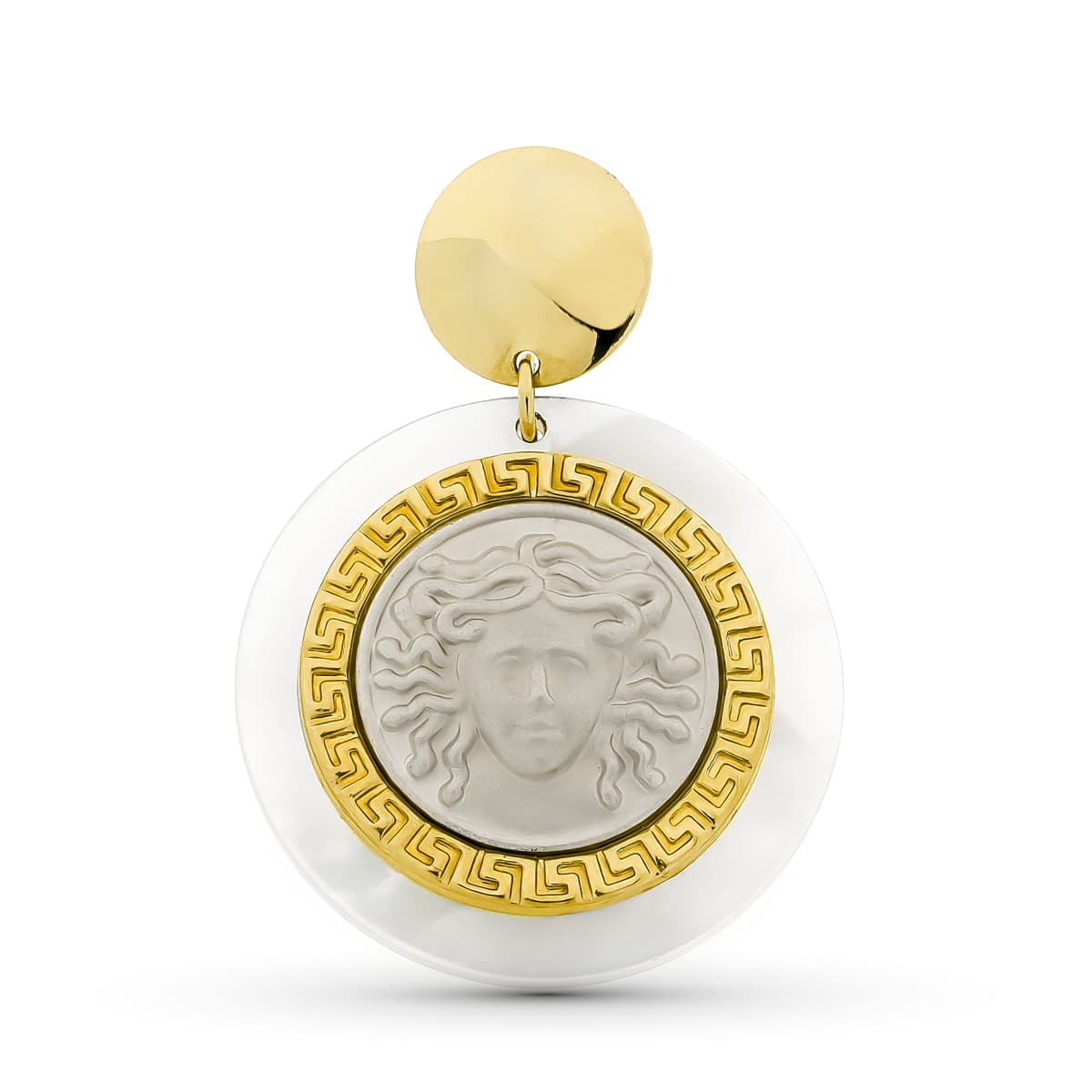 18K COLGANTE ORO BICOLOR MEDUSA NACAR 30 MM