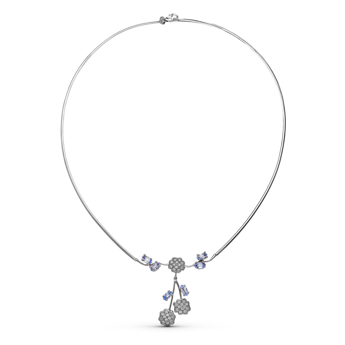 Gargantilla Hilo Circonitas de oro blanco 18K
