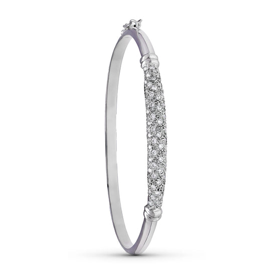 18K PULSERA ORO BLANCO MEDIA CAÑA CIRCONITAS