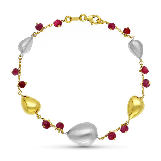Pulsera Bicolor y Piedras de Colores 18K
