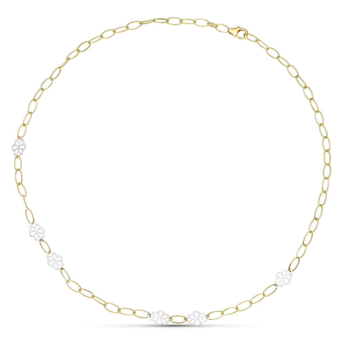 18K GARGANTILLA ORO BICOLOR FLORES