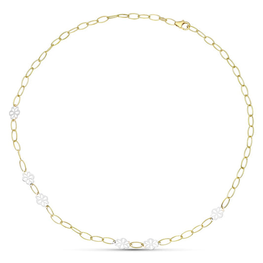 18K GARGANTILLA ORO BICOLOR FLORES