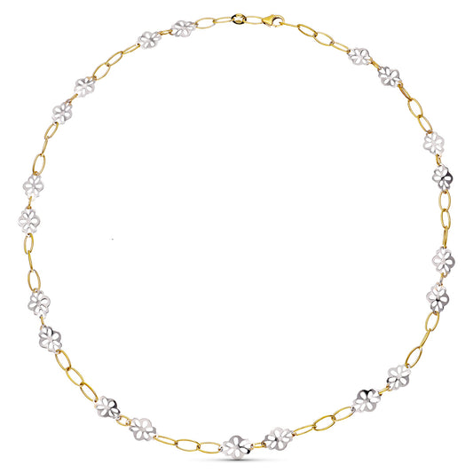 18K GARGANTILLA ORO BICOLOR FLORES 45CM