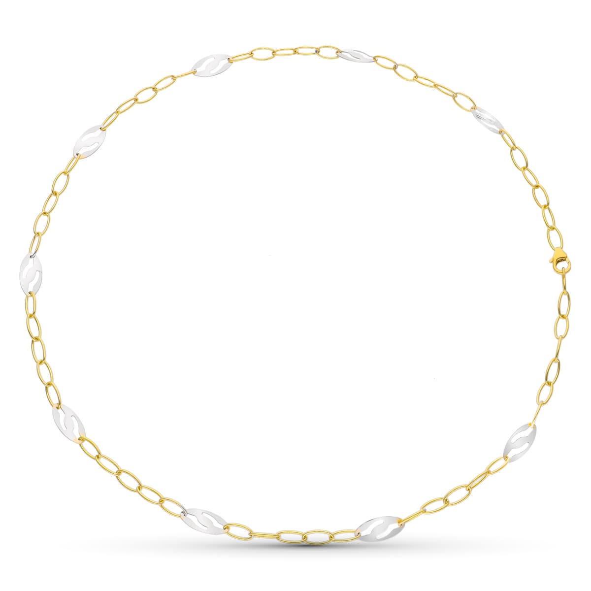 18K GARGANTILLA ORO BICOLOR MOTIVOS OVALES
