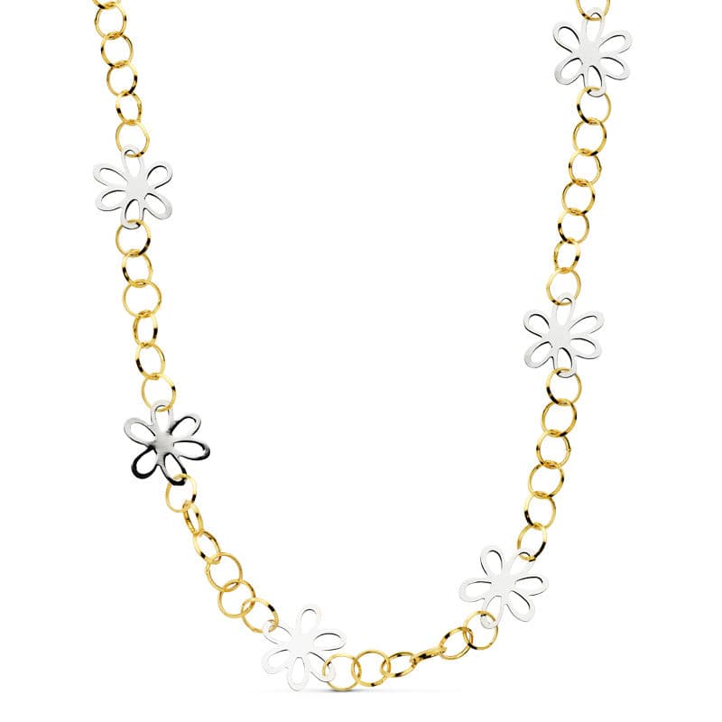 18K GARGANTILLA BICOLOR 48 CM MARGARITAS