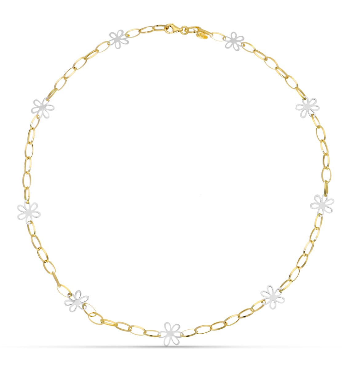 18K GARGANTILLA ORO BICOLOR FLORES
