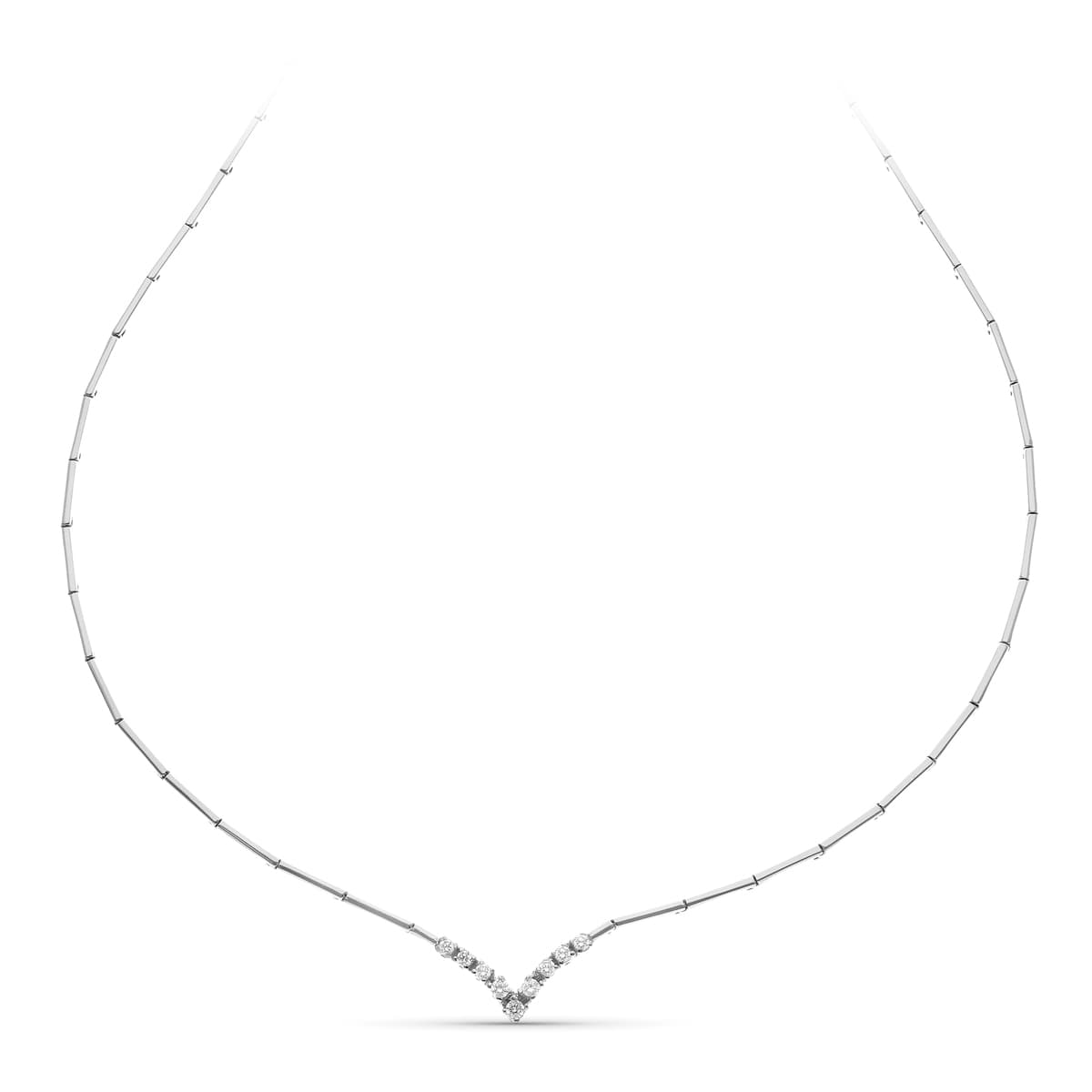 Gargantilla Centro Circonitas de oro blanco 18K