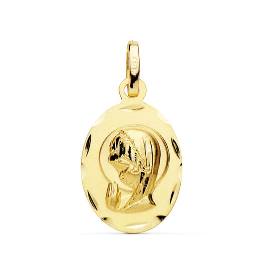 Medalla Virgen Niña Oval 19 x 12 mm de oro amarillo 18K