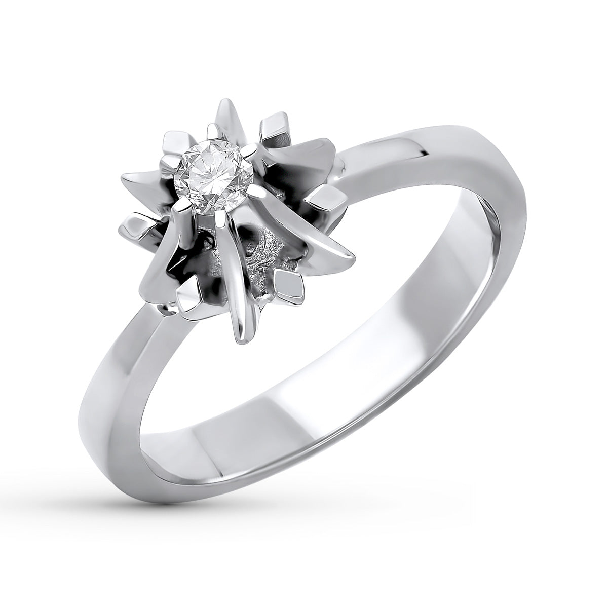 18K SOLITARIO ORO BLANCO DIAMANTE NATURAL TALLA BRILLANTE 0.100 QTS. ANCHO: 9MM.