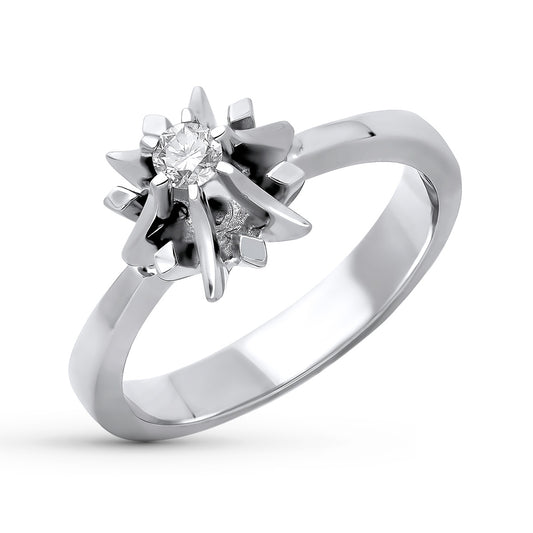 18K SOLITARIO ORO BLANCO DIAMANTE NATURAL TALLA BRILLANTE 0.100 QTS. ANCHO: 9MM.