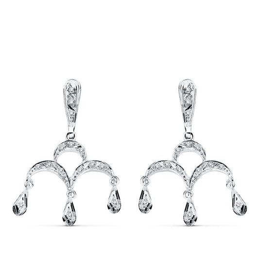 18K PENDIENTES ORO BLANCO CIRCONITA 33X21 MM CIERRE PRESION