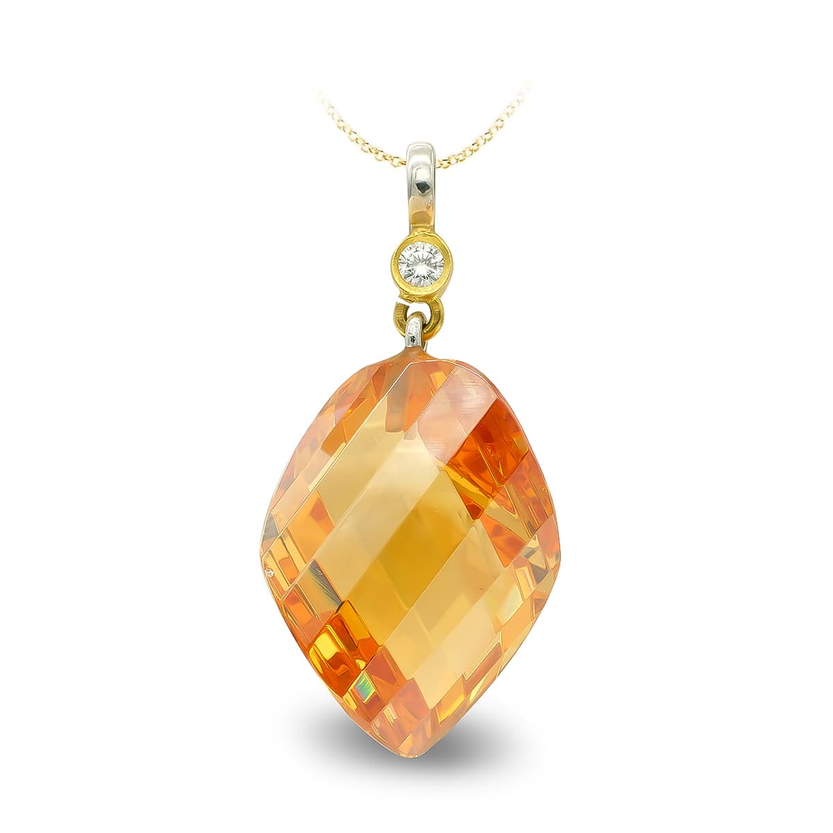 Colgante Bicolor Topacio 20 mm Circonita 18K