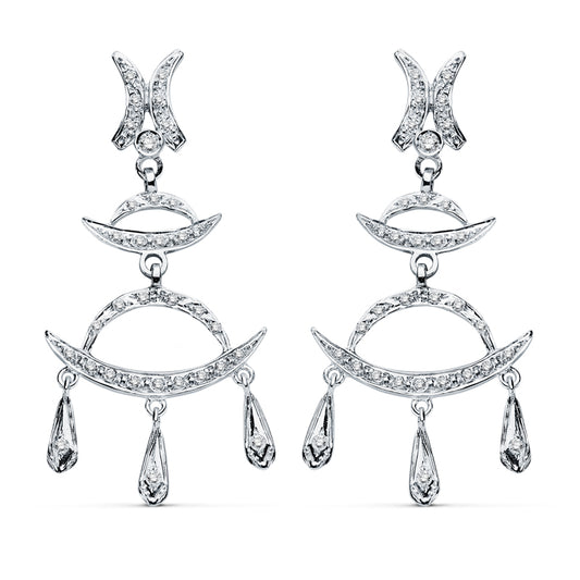 18K PENDIENTES ORO BLANCO CIRCONITA 48X23 MM CIERRE PRESION