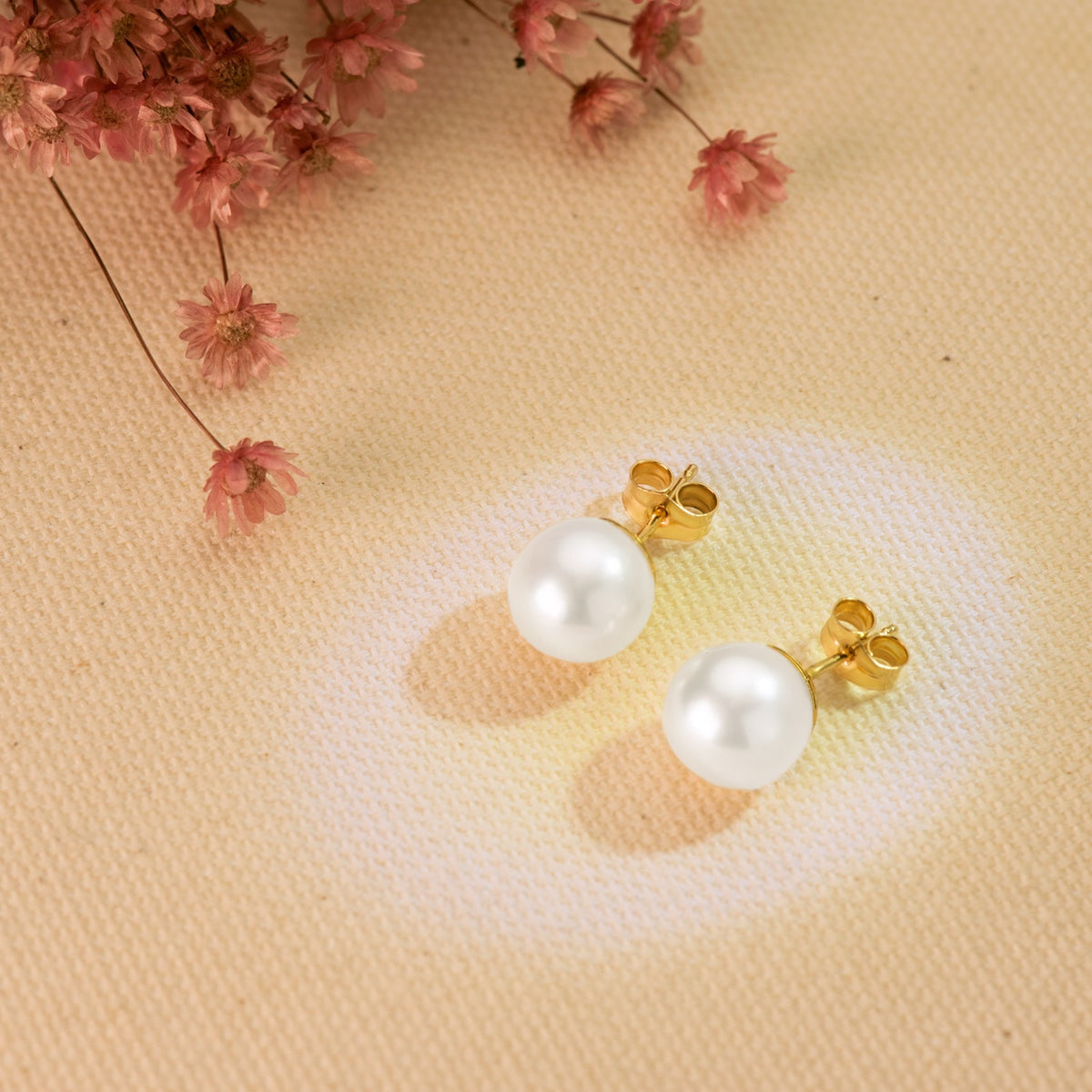 Pendientes Perla Cultivadas Redondas 9-9,5 mm de oro amarillo 18K