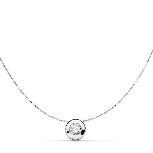 18K COLLAR ORO BLANCO CON CHATON Y CIRCONITA ANCHO: 6,5 MM. CADENA 42CM