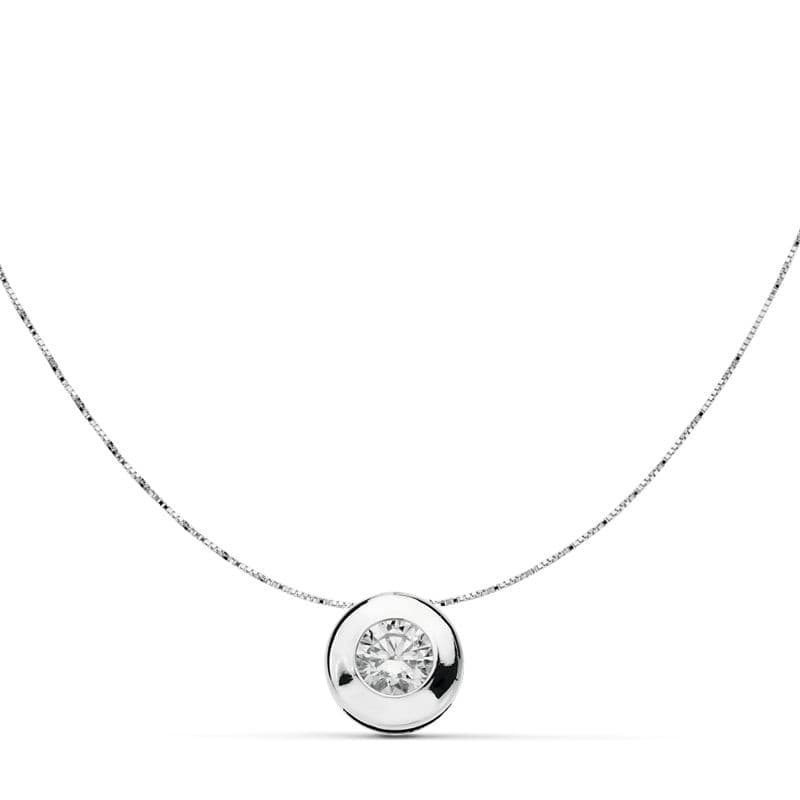 18K COLLAR ORO BLANCO CON CHATON Y CIRCONITA ANCHO: 8,5 MM. CADENA 42CM
