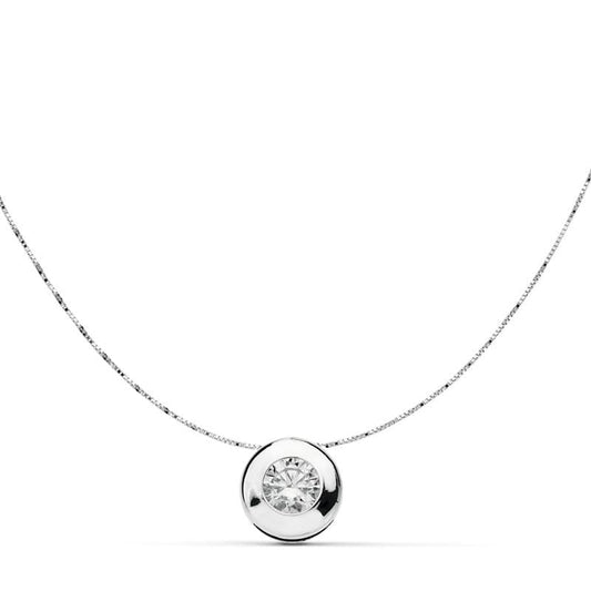 18K COLLAR ORO BLANCO CON CHATON Y CIRCONITA ANCHO: 8,5 MM. CADENA 42CM