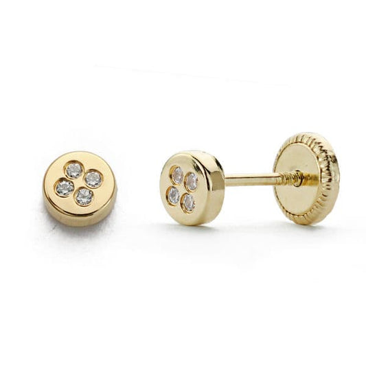 18K PENDIENTES ORO AMARILLO CIRCONITA 4 MM CIERRE TUERCA