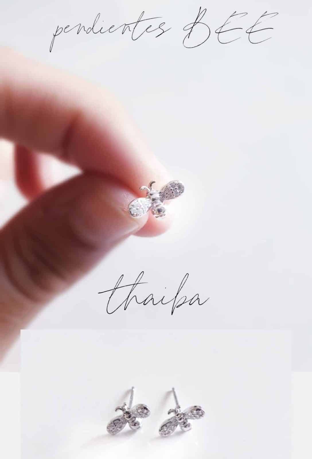 Pendientes bee de plata de ley
