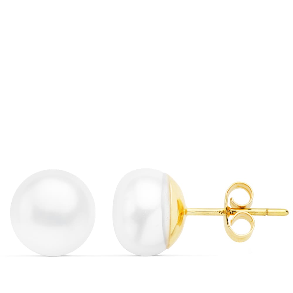 Pendientes Perlas Cultivadas 9.5-10 mm de oro amarillo 18K