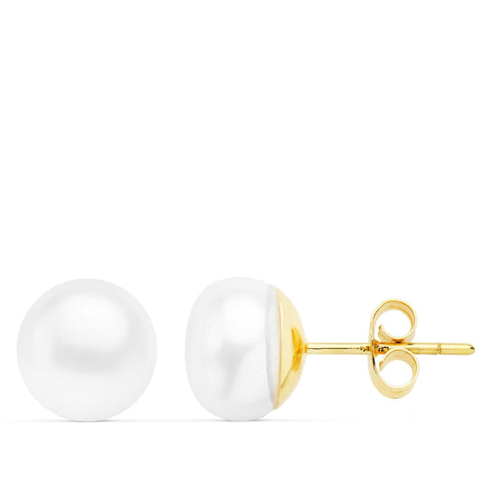 Pendientes Perlas Cultivadas 9.5-10 mm de oro amarillo 18K
