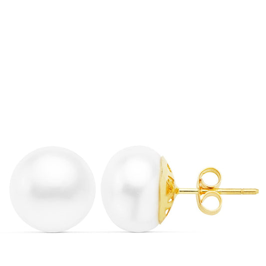 Pendientes Perla Cultivada Barroca 11 a 12 mm de oro amarillo 18K