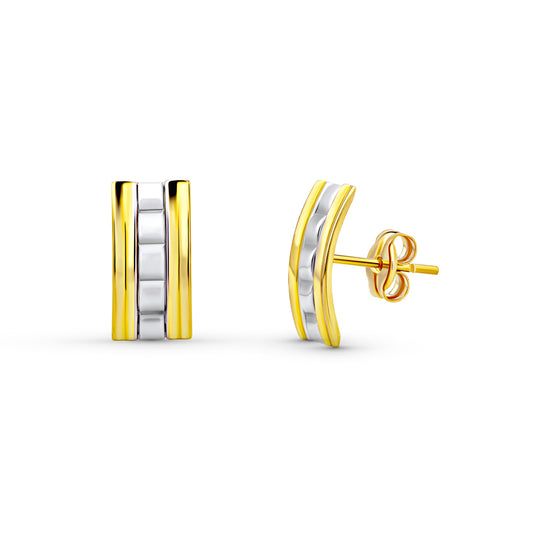 Pendientes Bicolor presión 18K