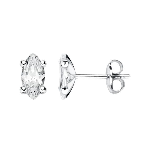 18K PENDIENTES ORO BLANCO CIRCONITA 10X6 MM CIERRE PRESION