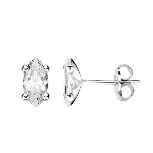 Pendientes Circonita 10 x 6 mm de oro blanco 18K