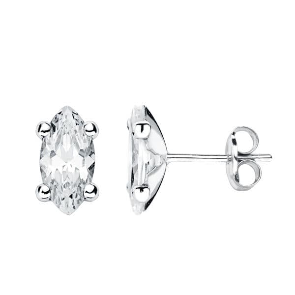 Pendientes Circonita 12 x 7 mm de oro blanco 18K