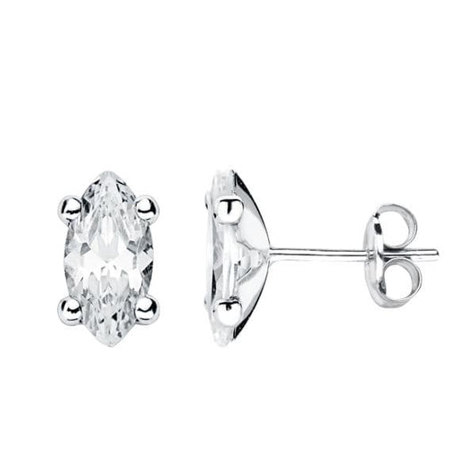 Pendientes Circonita 12 x 7 mm de oro blanco 18K