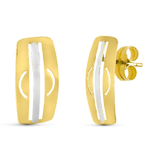 Pendientes Bicolor presión 18K