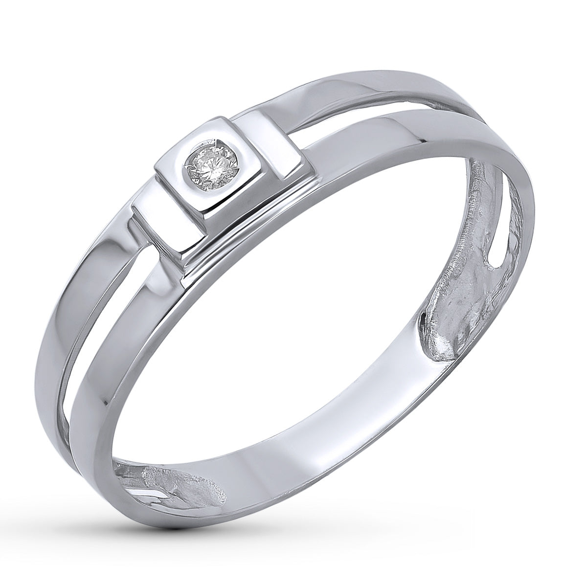 Solitario Diamante Natural Talla Brillante 0,040 Qts. Ancho: 4,5 mm de oro blanco 18K
