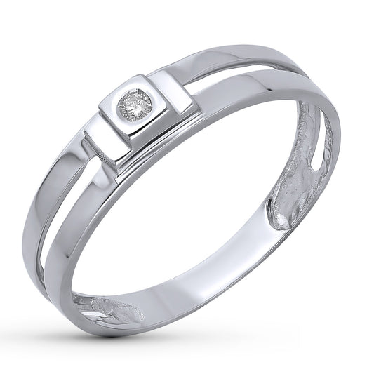 18K SOLITARIO ORO BLANCO DIAMANTE TALLA BRILLANTE 0.040 QTS. ANCHO: 4,5MM