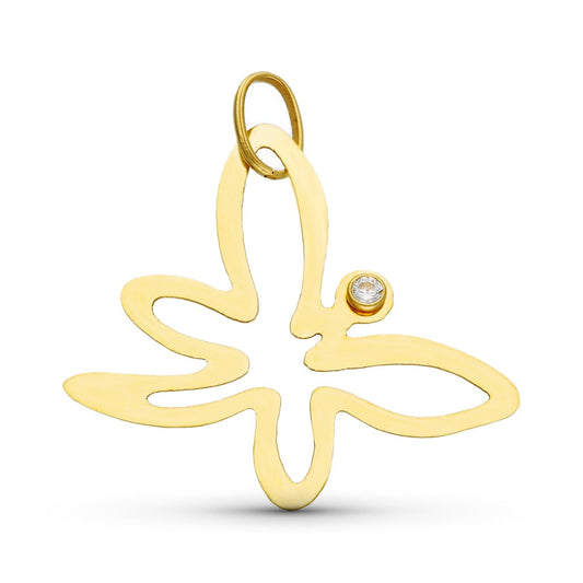18K COLGANTE ORO AMARILLO MARIPOSA CIRCONITA