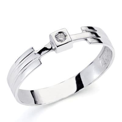18K SOLITARIO ORO BLANCO DIAMANTE NATURAL 0.040 QTS. ANCHO: 4 MM