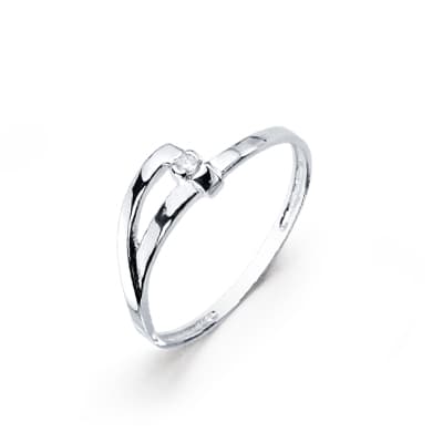 18K SORTIJA ORO BLANCO DIAMANTE NATURAL TALLA BRILLANTE. 0.018 QTS. ANCHO: 5MM