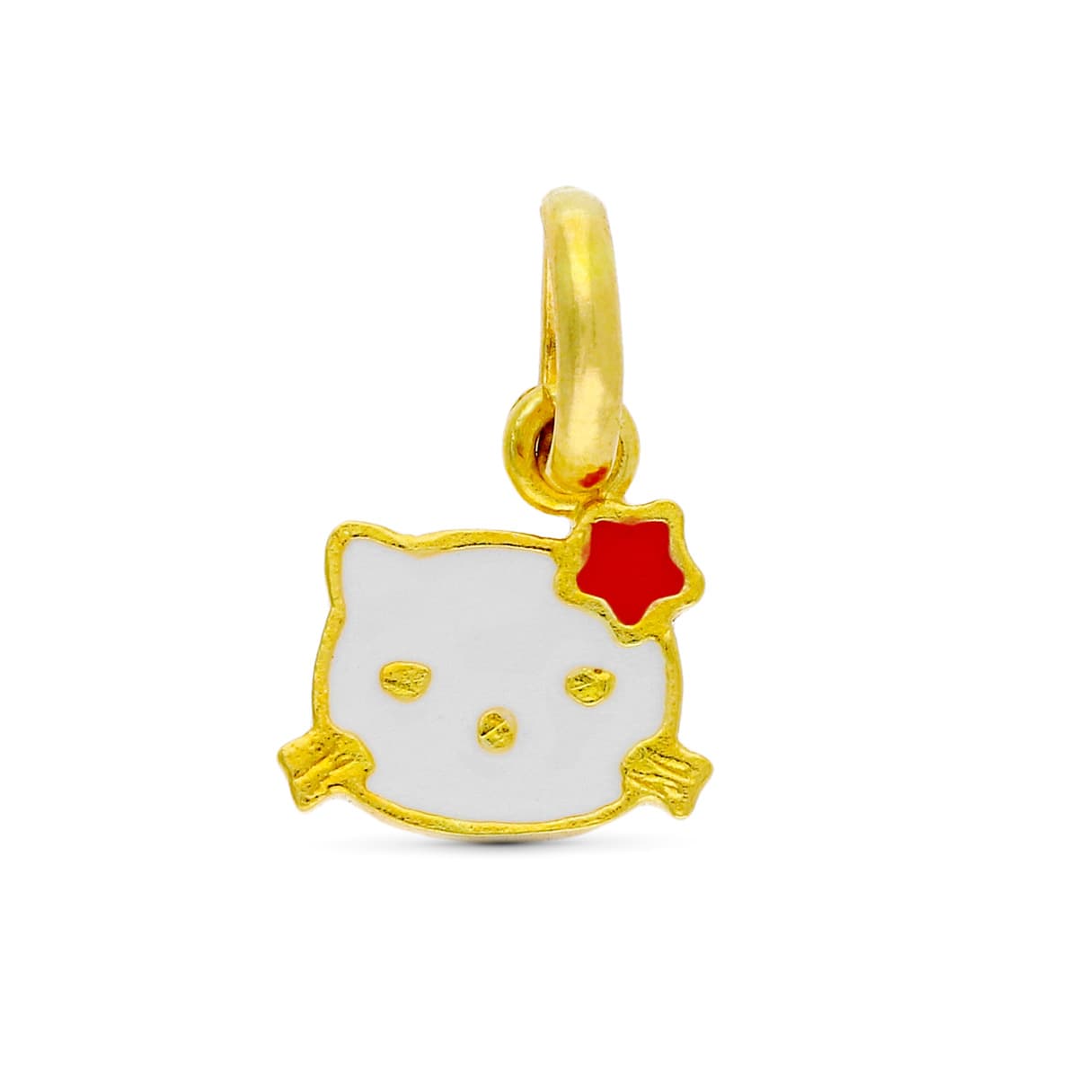 Colgante Kitty Esmalte 10 x 9 mm de oro amarillo 18K